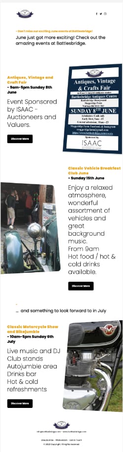 Don't miss our exciting June events at Battlesbridge!