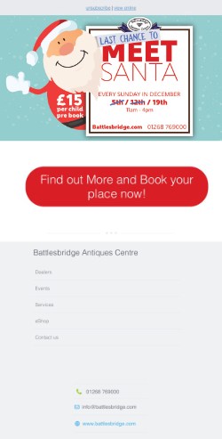 Last Chance to Meet Santa This Sunday at Battlesbridge Antiques Centre