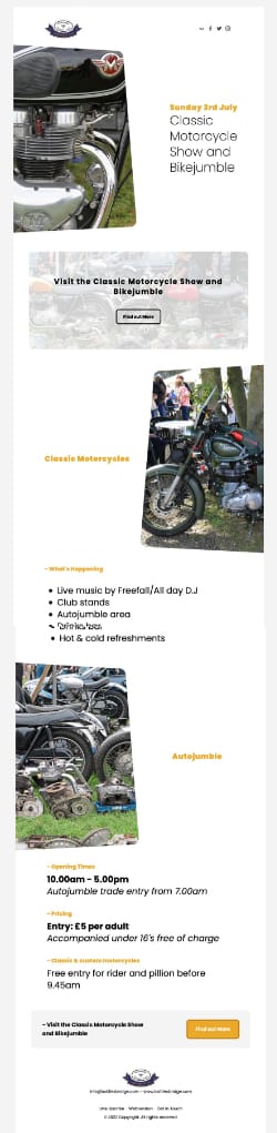 Classic Motorcycle Show and Bikejumble newsletter
